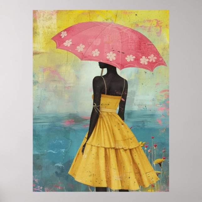 Póster *~* FD2 Vibrante Gorra de diosas negras tropicales (Frente)