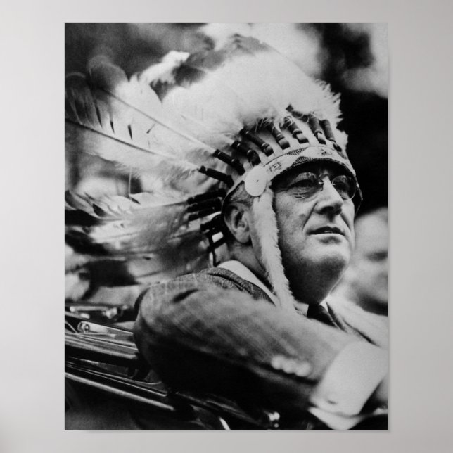 Póster FDR con bonos de guerra nativos estadounidenses -  (Frente)
