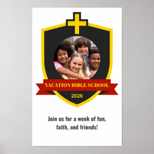 Póster Fe Banner Cristiana Escudo con Cruz VBS 2026