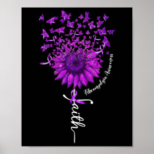 Póster Fe Butterfly Sunflower Fibromialgia Conciencia 1