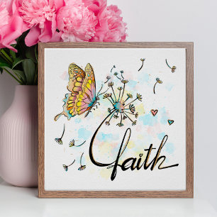 Póster Fe cristiana religiosa mariposa Diente de león