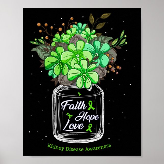 Póster Fe de la enfermedad Amor Esperanza Flor Conciencia (Frente)