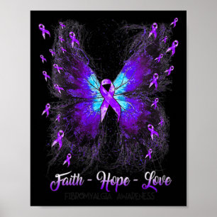 Póster Fe de Mariposa Esperanza Amor Conciencia Fibromial