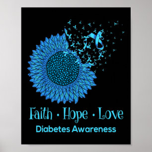 Póster Fe del girasol esperanza amor Diabetes Sensibiliza