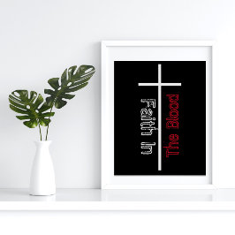 Póster Fe en la Cruz Cristiana Blanca Sangre
