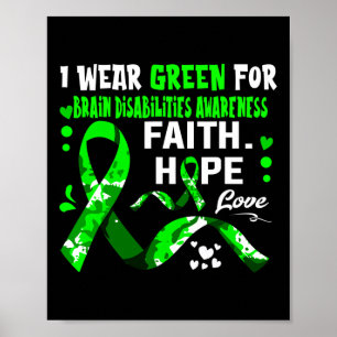 Póster Fe Esperanza Amor Que Uso Verde Para Las Discapaci