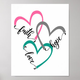 Póster Fe Esperanza Y Amor Corazón Pascua Cristiana Crist