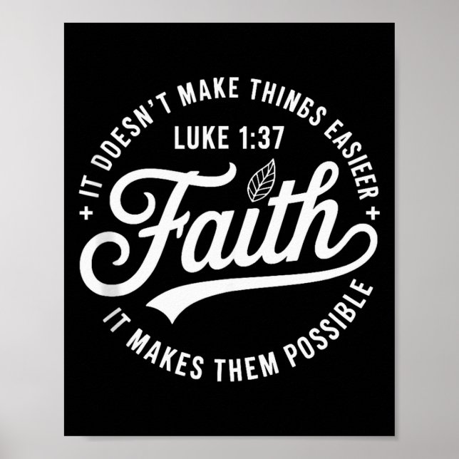 Póster Fe Luke 1 37 Versículo de la Biblia Religioso Cris (Frente)