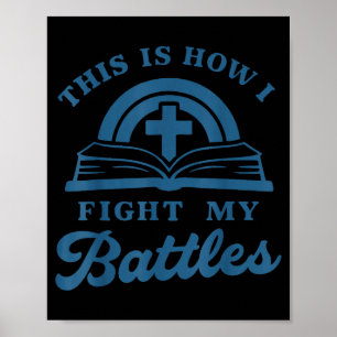 Póster Fe Oración Batallas Biblia Cruz Cristiano