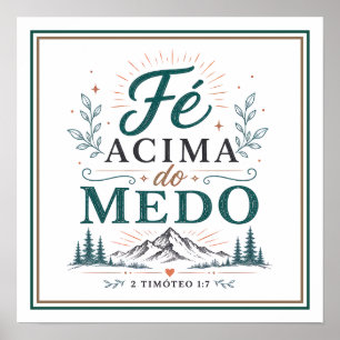 Póster Fe por Encima del Miedo Frase Cristiana Motivacion