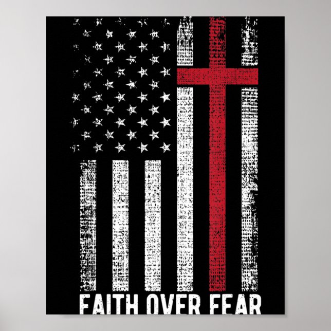 Póster Fe por miedo a la Cruz Cristiana de la Bandera de  (Frente)
