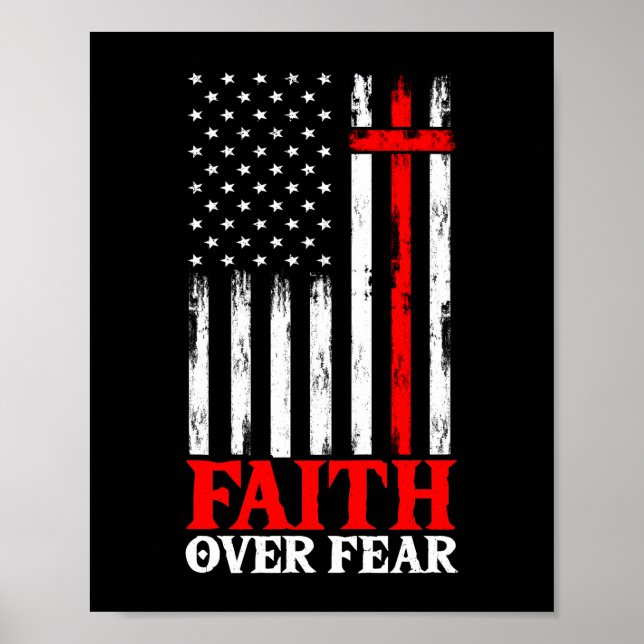 Póster Fe por miedo Cruz de la Bandera Cristiana de Guay (Frente)