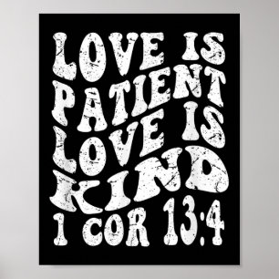 Póster Fe Retro Groovy 1 Corintios 13 4 Amor Pati