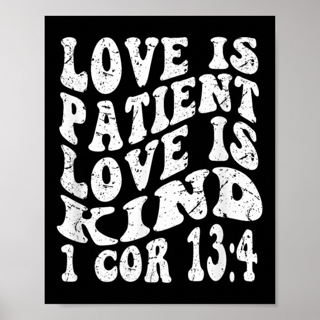 Póster Fe Retro Groovy 1 Corintios 13 4 Amor Pati (Frente)