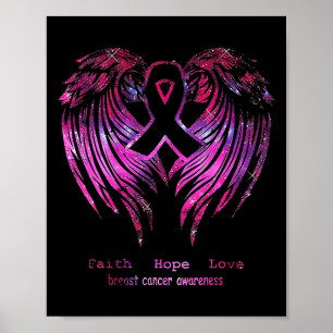 Póster Fe Rosa Esperanza Amor Alas Cáncer de Mama Sensibi