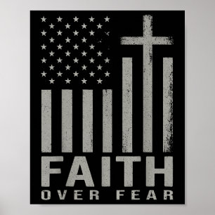Póster Fe sobre Miedo Jesús Cruz Cristiana Bandera de EE.