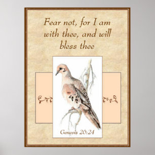 Póster Fear Not Encouragement Watercolor Bird Postcard
