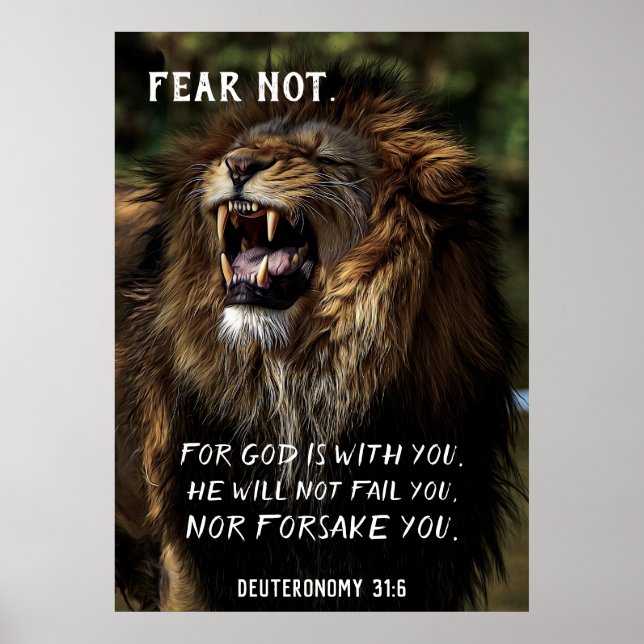 Póster Fear Not Lion Roaring Christian Bible Verse (Frente)