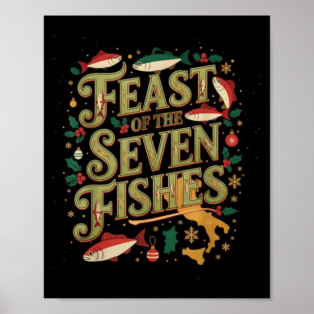 Póster Feast Of The Seven Fishes Festive Italian Holiday  (Frente)