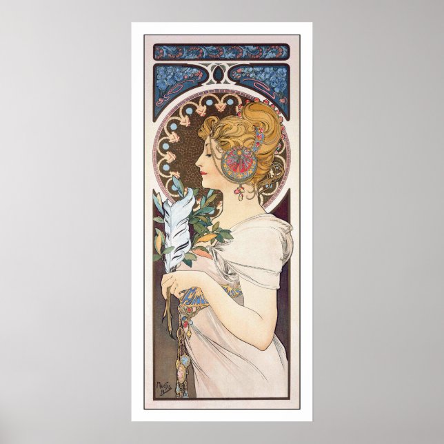 Póster Feather - Alphonse Mucha - Art Nouveau vintage (Frente)