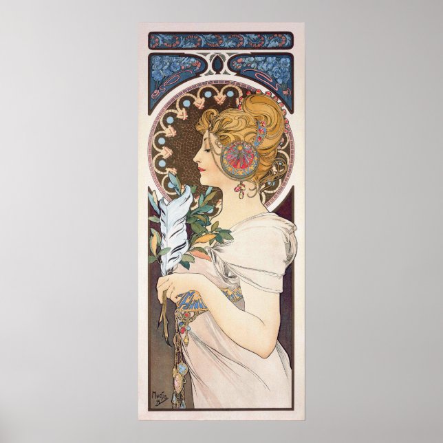 Póster Feather de Alphonse Mucha - Poster de Nouveau Vint (Frente)