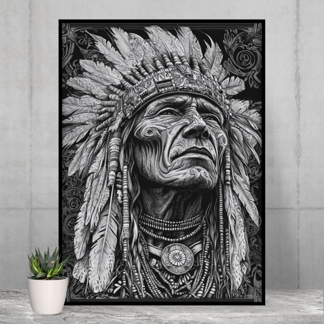 Póster Feather Headdress, un guerrero indio nativo estado (Subido por el creador)