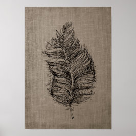 Póster Feather n.º3 con Faux Linen Taupe Art