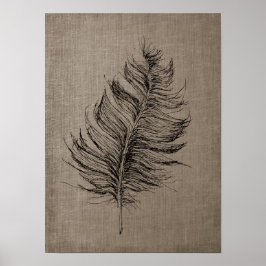 Póster Feather no.1 con Faux Linen Taupe Art