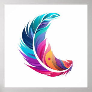 Póster Feather Vibrant Elegant Estilizado