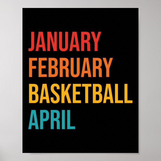 Póster Febrero Febrero Baloncesto Abril Fun Retro Appare (Frente)