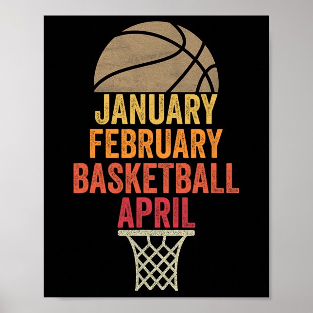 Póster Febrero Febrero Baloncesto Abril Fun Retro Appare (Frente)
