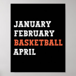Póster Febrero Febrero Baloncesto Abril Fun Vintage Retr
