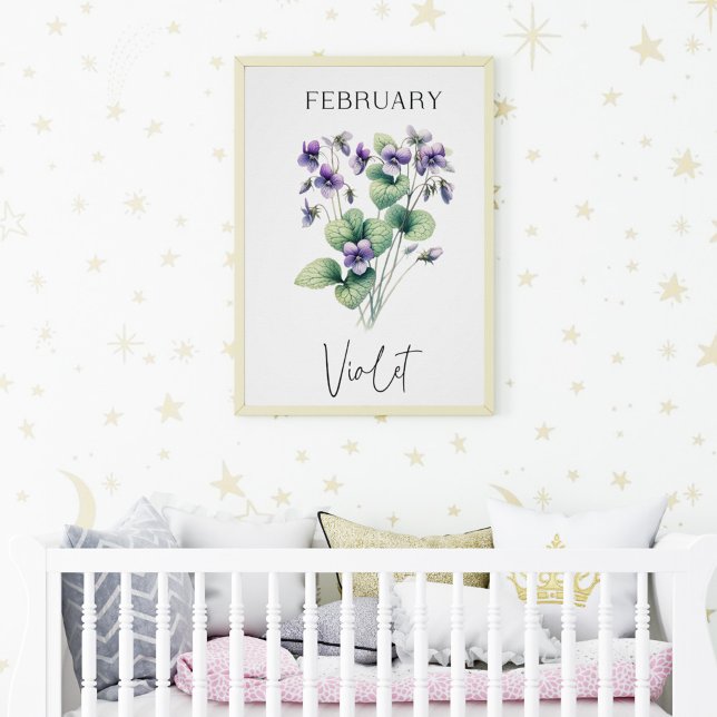 Póster Febrero Mes de Nacimiento Violeta Floral (Subido por el creador)