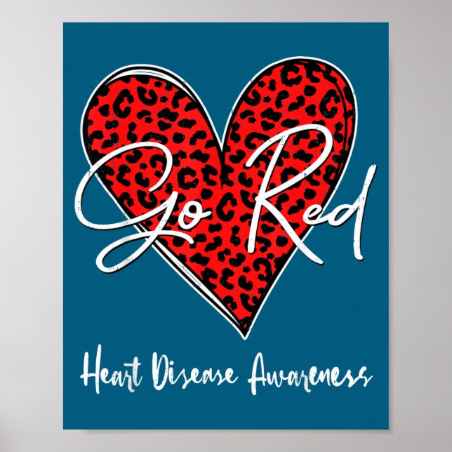 Póster February Is Red Heart Health Heart Disease Awarene (Frente)