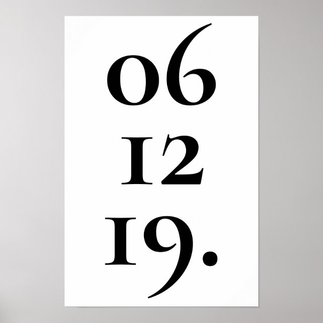 Póster Fecha especial personalizada en blanco y negro (Frente)
