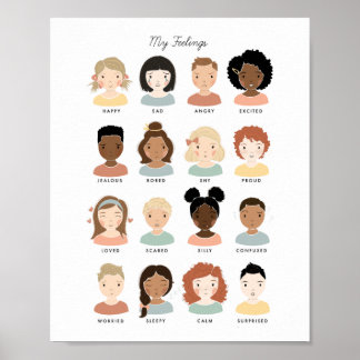 Póster Feelings Emotions Chart Classroom Playroom Art