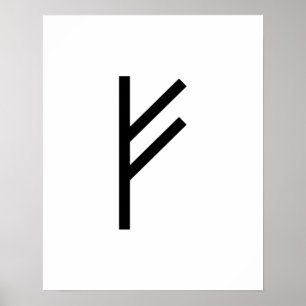 Póster Féhu Geométrico Negro (Prosperidad) Viking Rune