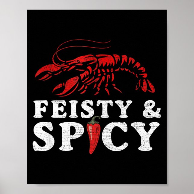 Póster Feisty And Scy Funny Crawfish Boil Cute Mardi Gras (Frente)