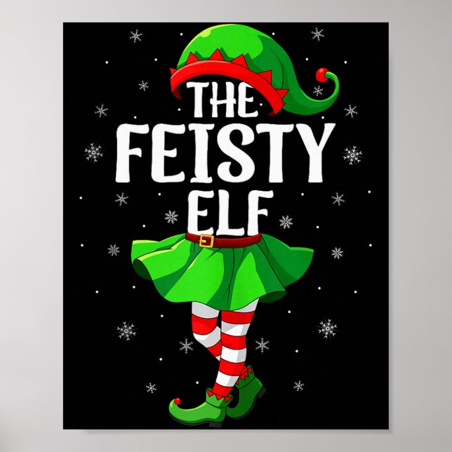 Póster Feisty Elf Christmas Girls Women Elf Squad Xmas Fa (Frente)