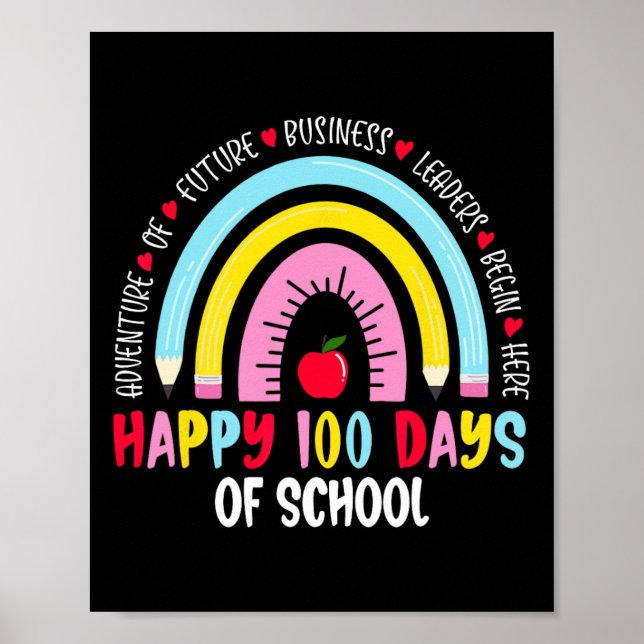 Póster Felices 100 días de escuela, 100° día de clases (Frente)