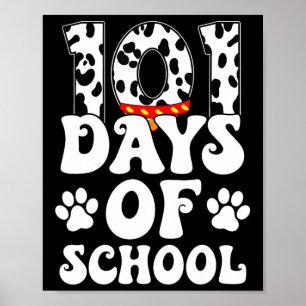 Póster Felices 101 días de escuela de perro lindo 100 día