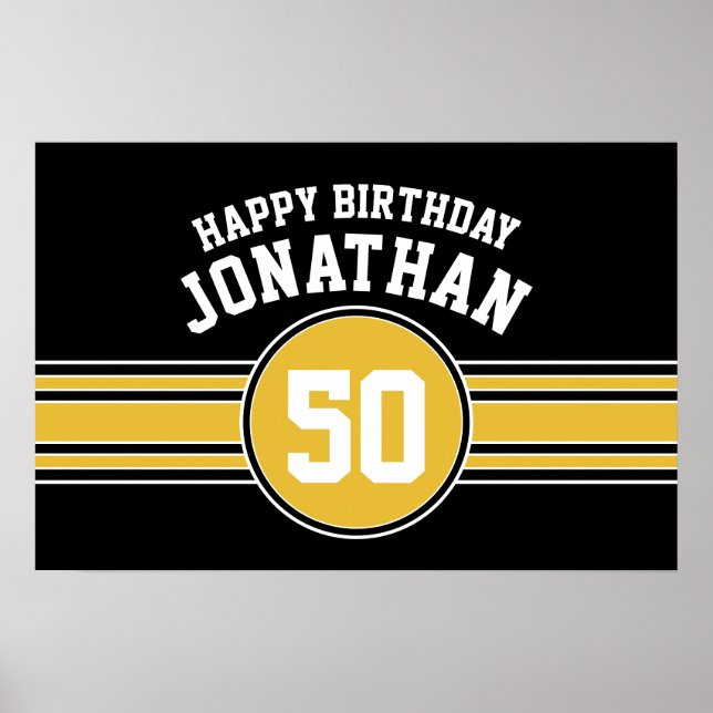 Póster Felices bandas deportivas de cumpleaños con Age Go (Frente)