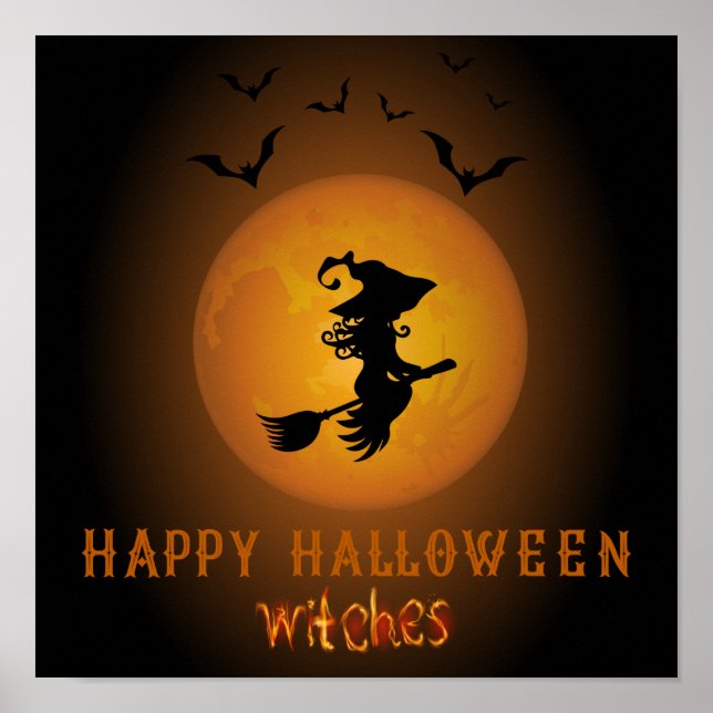Póster Felices brujas de Halloween (Frente)