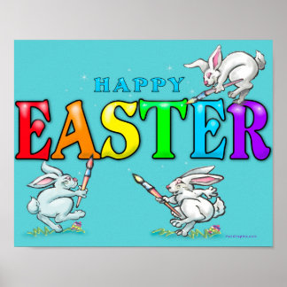 Póster Felices conejitas de Pascua