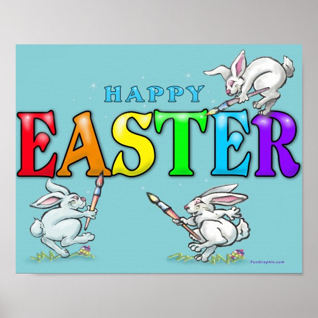 Póster Felices conejitas de Pascua (Frente)
