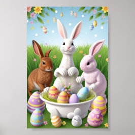 Póster Felices Conejos de Pascua