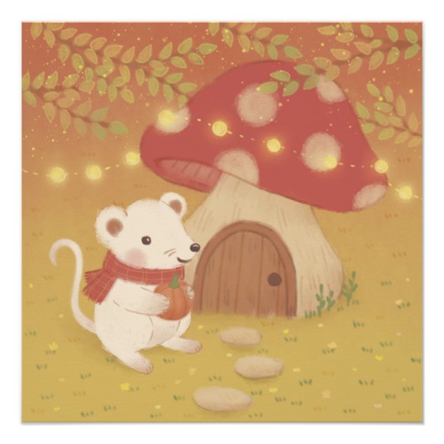 Póster Felices días de otoño con el ratón (Anverso)