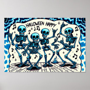 Póster Felices esqueletos de Halloween: Fiesta de danza t