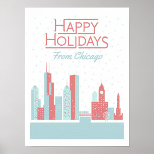 Póster Felices Fiestas de Chicago