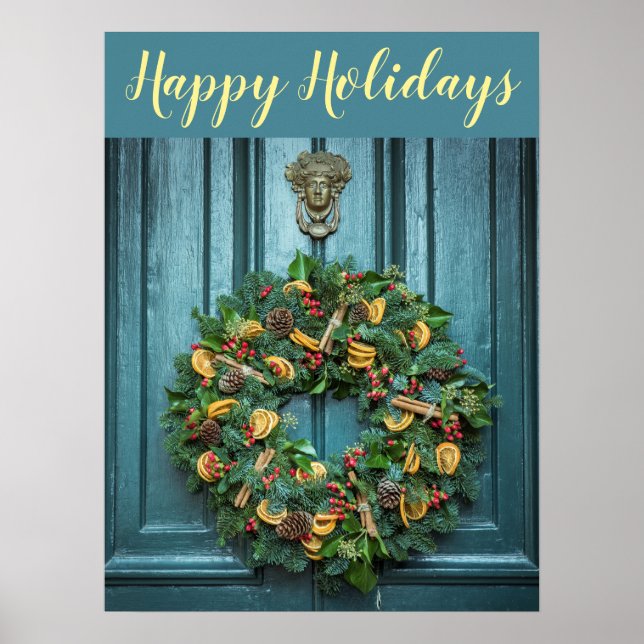 Póster Felices Fiestas En La Hermosa Puerta (Frente)